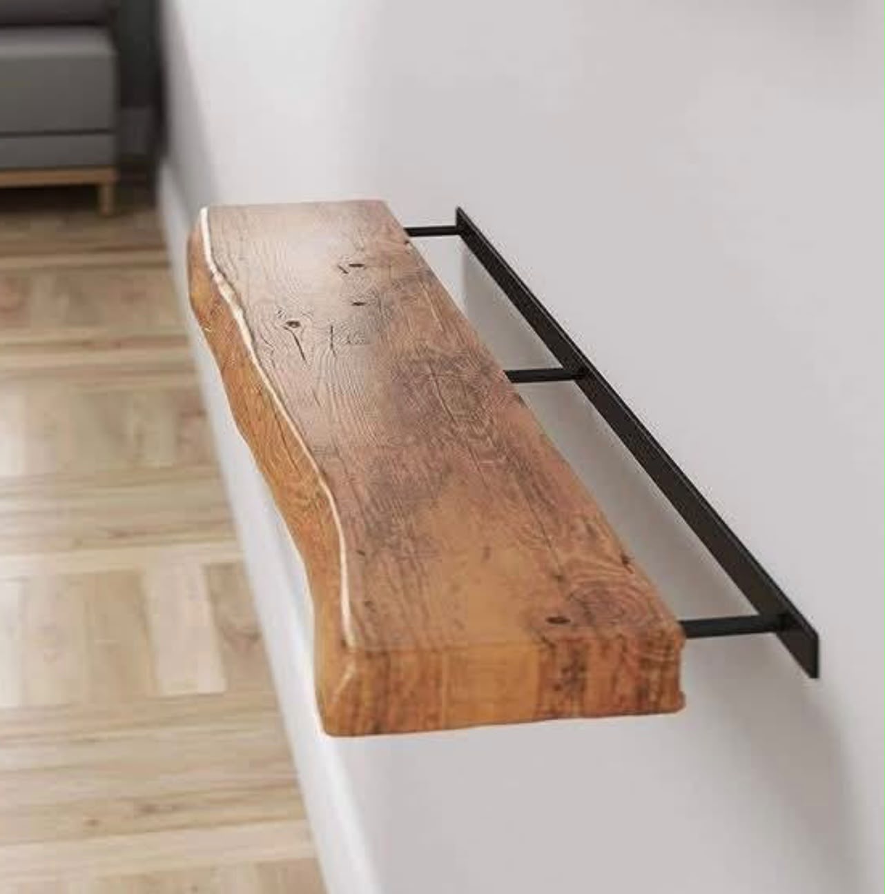 Novaro Live Edge Natural Wood Wall Console ShelfNovaro Live Edge Natural Wood Wall Console Shelf