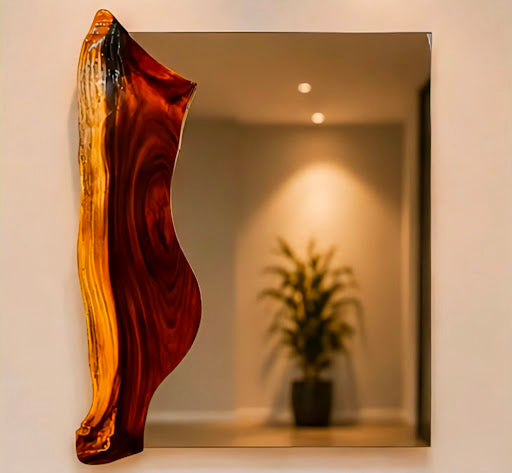 Novaro Live Edge Natural Wood Rectangular Mirror