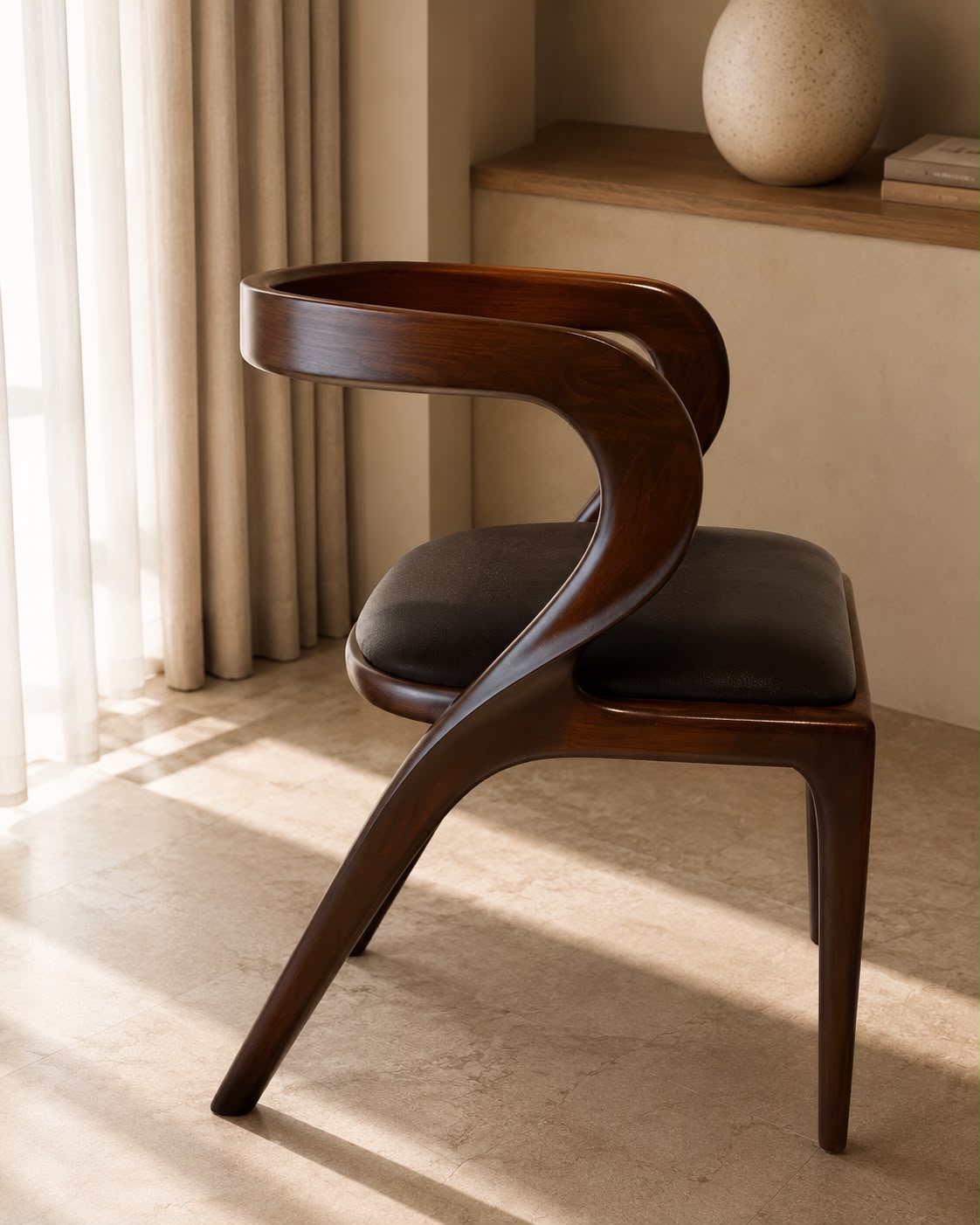Novaro Modern Sculptural Wooden Accent Chair