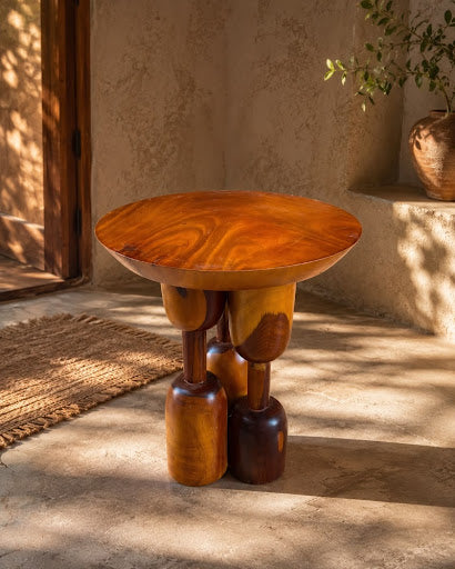 Novaro Totem Sculptural Solid Wood Side Table