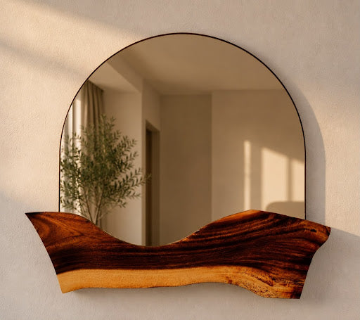 Novaro Live Edge Natural Wood Arched Mirror