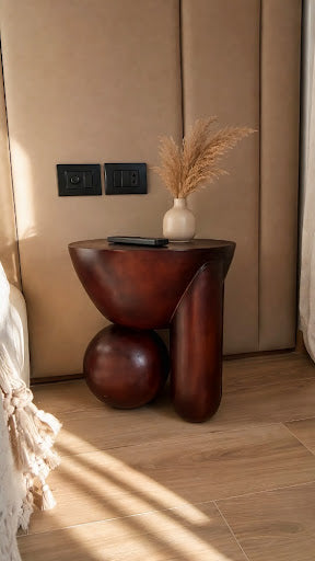 Novaro Geometric Sculptural Solid Wood Side Table