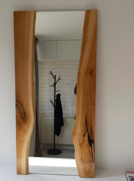 Round Oak Decorative Mirror