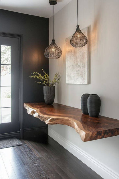 Novaro Live Edge Natural Wood Wall Console ShelfNovaro Live Edge Natural Wood Wall Console Shelf